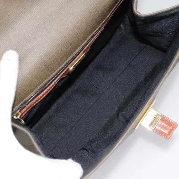 FENDI Hand Bag PVC 2way Gold Brown Auth 94029 - Picture 12 of 15